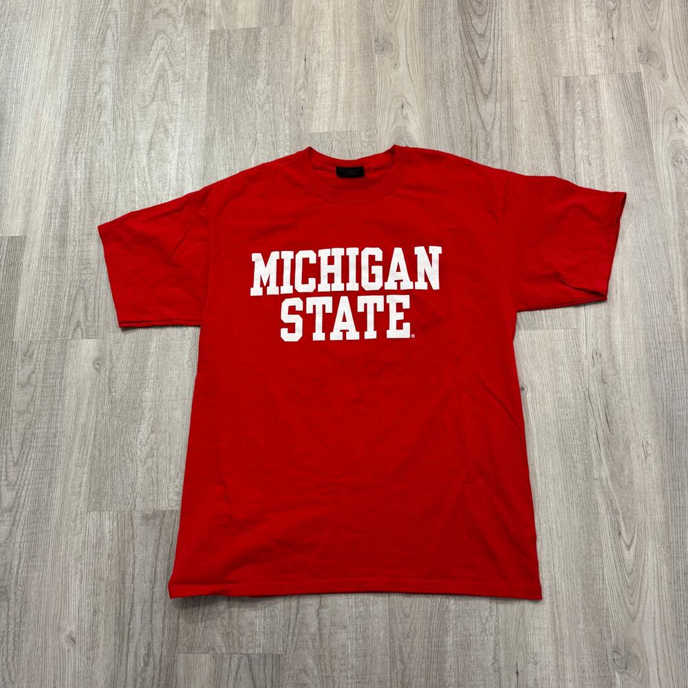 Vintage Michigan State Shirt Men's Large Red y2k Spellout Spartans MSU Sparty